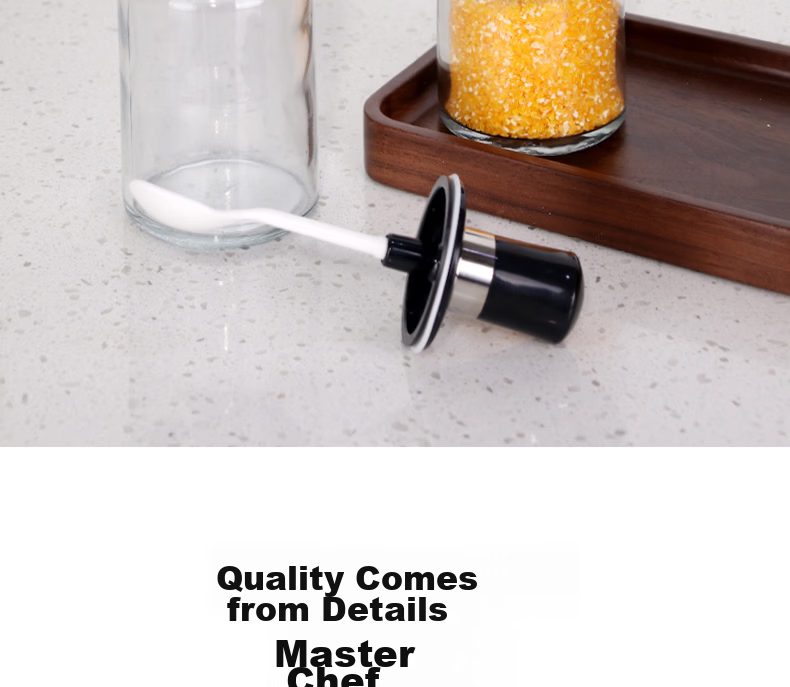 Baijie Spice Jars Set of 4, 250ml Thickened Glass Seasoning Bottles with Spoons, Salt and Spice Containers, Integrated Seasoning Bottles 11