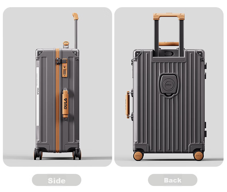 DULA Luggage, Stylish Multifunctional Suitcase with Cup Holder And USB Port, Travel Case with Password Lock, Trendy Black Rose Color, 20 Inches 24