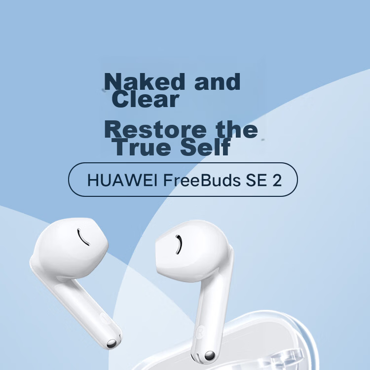 ESCASE Huawei FreeBuds SE3 Protective Case Transparent Bluetooth Earphone Storage Box Silicone Soft Cover Full Protection Anti-Drop Ultra-Thin Case Transparent with Anti-Lost Strap 2