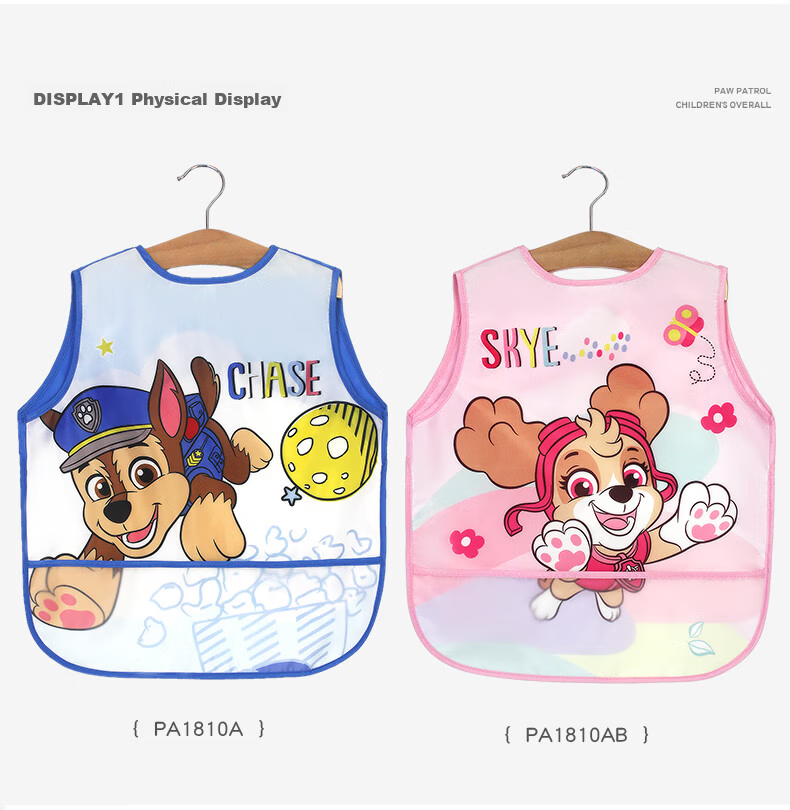 PAW PATROL Baby Eating Smock, Infant Boys And Girls Drawing Sleeveless Apron, Children's Reverse Wear Clothing PA1819, Size 110 8