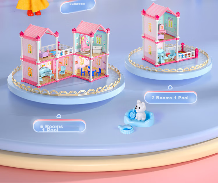Guou Toy Girls Dollhouse Dress-Up Playhouse Princess Castle Gift Box Children's Birthday Present 9