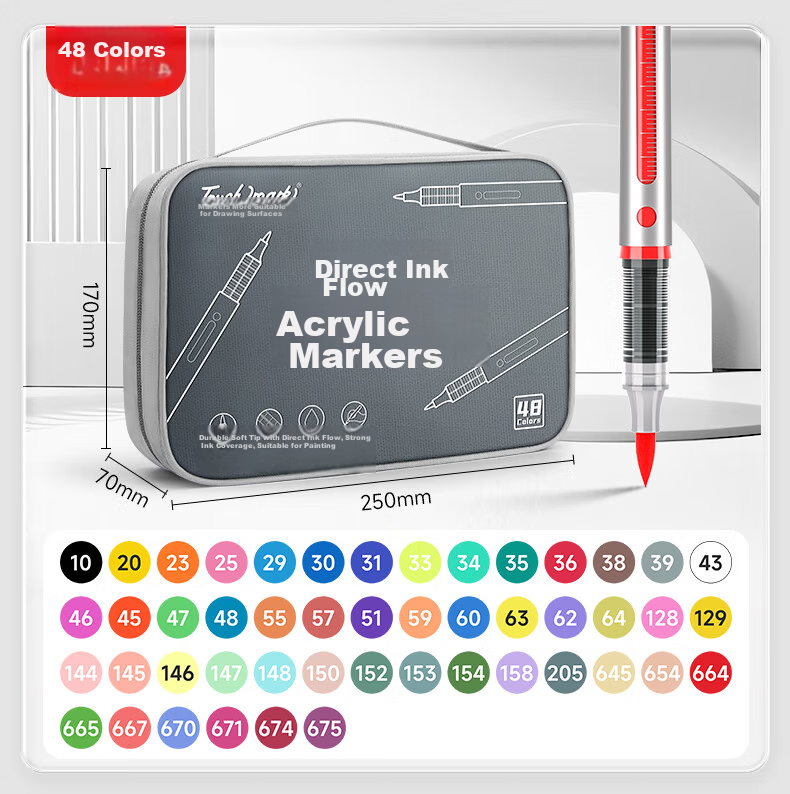 Touch Mark Taichi 36-Color Direct Liquid Soft Tip Acrylic Markers Large Capacity Watercolor Pens with Fabric Bag Layered Opaque Colors Student Kids Birthday Gift for Boys and Girls 22