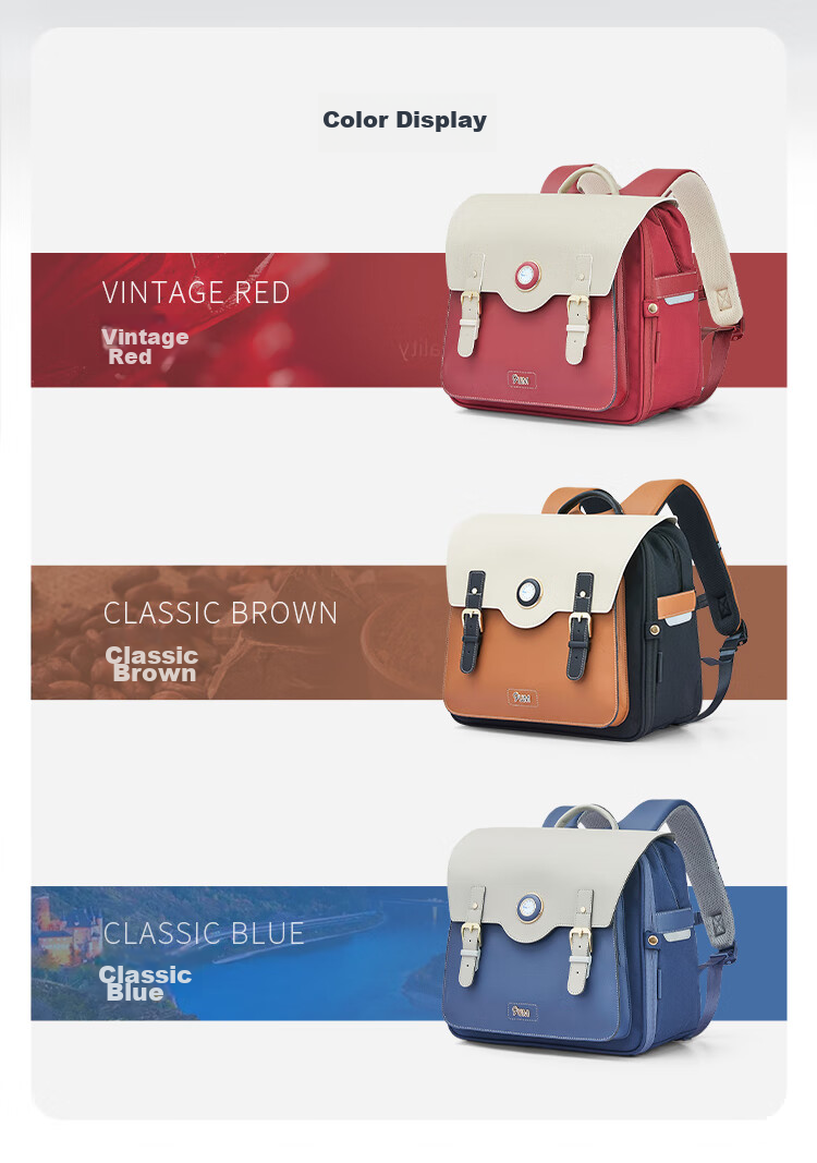 9UM Schoolbag for Primary School Students Grades 1-4, Boys And Girls, Lightweight with Safety Air Cushion, Children's Cambridge Bag U2174 Classic Brow 4