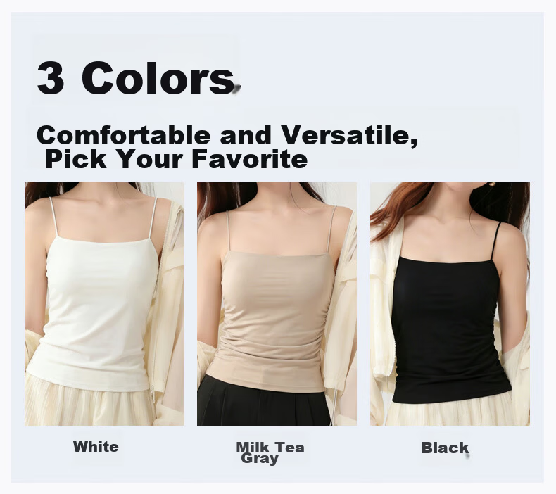 GUJIN Modal Camisole with Built-in Padded Bra, Wireless Bra, Thin Straps, Beautiful Back, Seamless Base Layer for Women 4