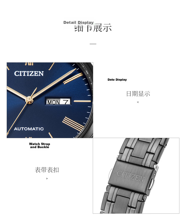 CITIZEN Watch for Men, Japanese-Korean Style, Automatic Mechanical Movement, White Dial with Date Display, Leather Strap, Business Style, Father's Day Gift, NH8350-08A 5