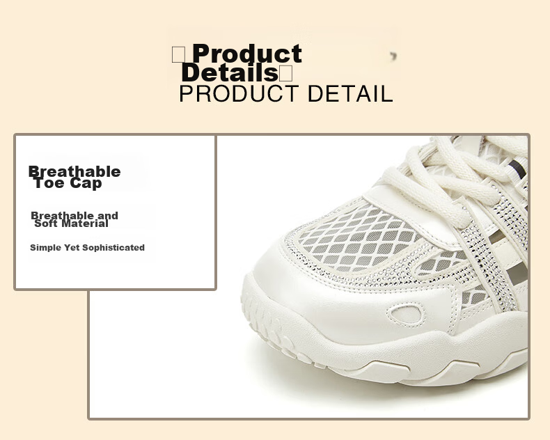 Daphne Women's Sports Shoes Hollow Breathable Lightweight Running Shoes Comfortable Soft Sole Low-top Travel Casual Shoes Off-white Size 37 13