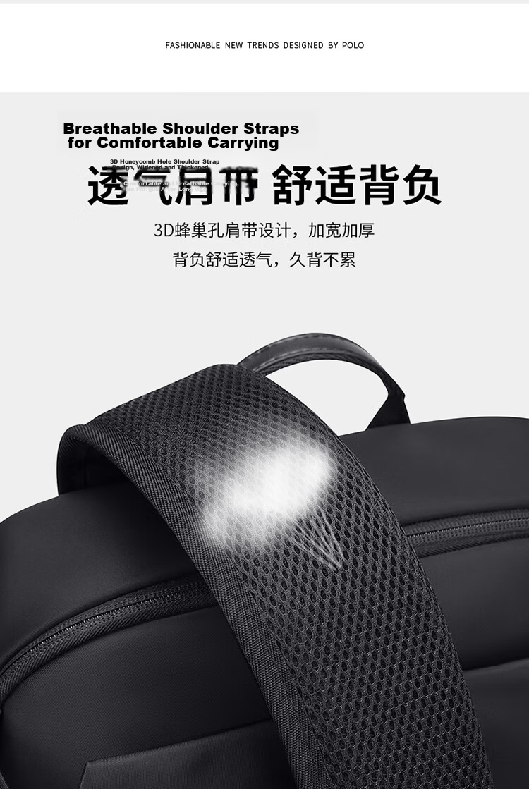 POLO Men's Backpack Dual Shoulder Bag Short Trip Travel Bag Student School Bag 16/17.3 Inch Laptop Bag Business Travel Bag 12