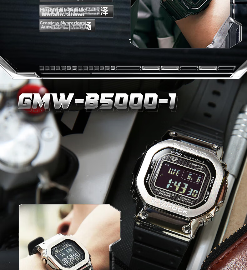 Casio Men's G-SHOCK Classic Small Square Small Silver Block Digital Watch, Japanese/Korean Style Gift Box Edition GMW-B5000D 7