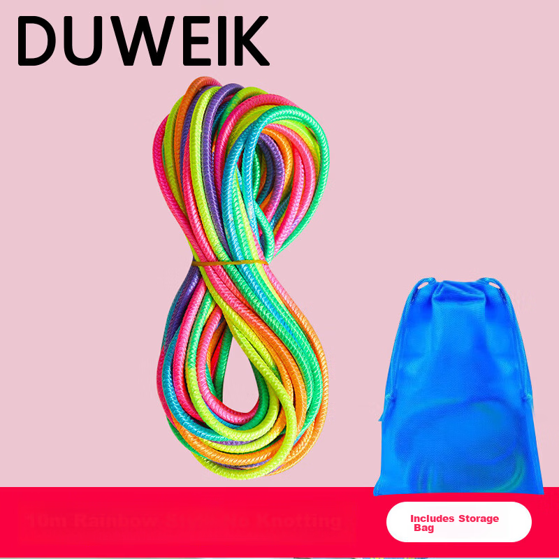 Duweike Nostalgic Elastic Jump Rope for Primary School Children, High Elasticity, Thickened Durable Old-Fashioned Rubber Band, Colorful 10 Meters
