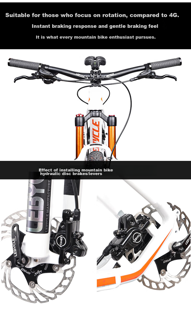 LEBYCLE Mountain Bike Oil Disc Brake, Hydraulic Disc Brake Pads, Universal Brake Kit 10