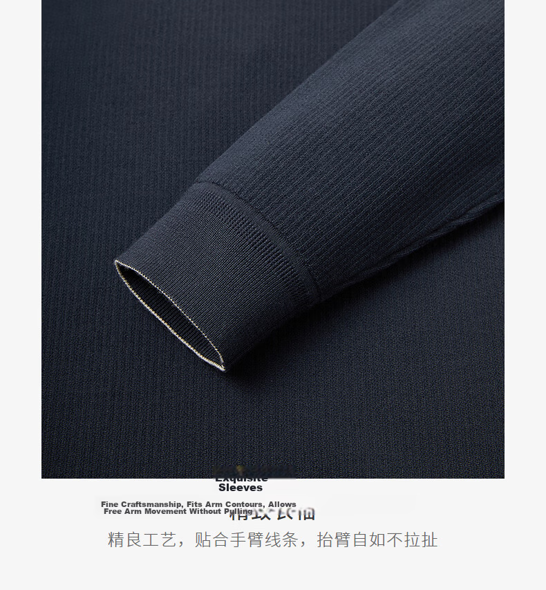 Goldlion Wool Blend Autumn Winter Long Sleeve Knit Sweater Men Solid Color Fashion Textured Pullover Blue Gray XL 37