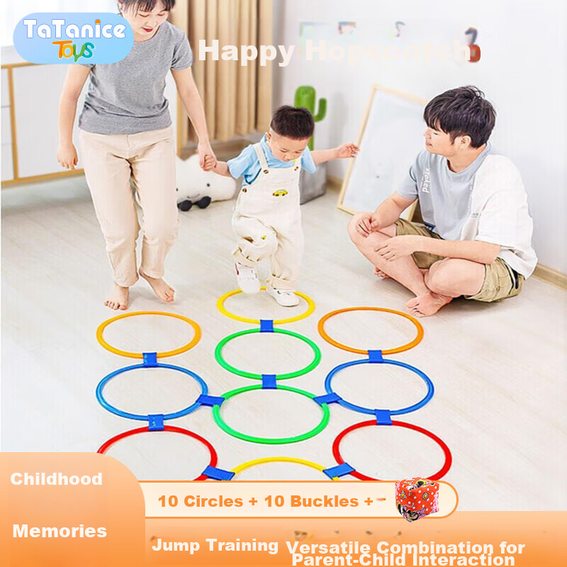 TaTanice Hopscotch Ring Toss Agility Rings Kindergarten Parent-Child Interactive Sensory Integration Training Toy Girls Birthday Gift