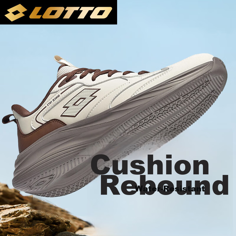 LOTTO Men's Running Shoes Autumn Leather Water-Repellent Casual Jogging Sports Shoes Float Rock Gray Size 41