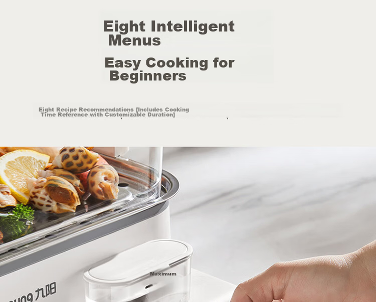 Joyoung 20L Household Three-Layer Electric Steamer with Visible Water Tank, Breakfast Maker, Stainless Steel Steaming Plates for Dumplings DZ200HG-GZ572 12