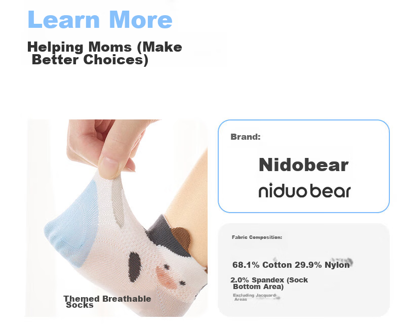 Nido Bear Kids Summer Cotton Short Socks Baby Thin Breathable Mesh Boys Ankle Socks 21