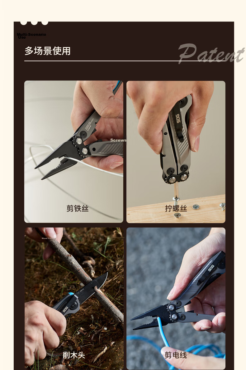 SOG Outdoor Gear FM Multi-Tool Pliers Portable Mini Multi-Function Knife Survival Equipment Blue 9