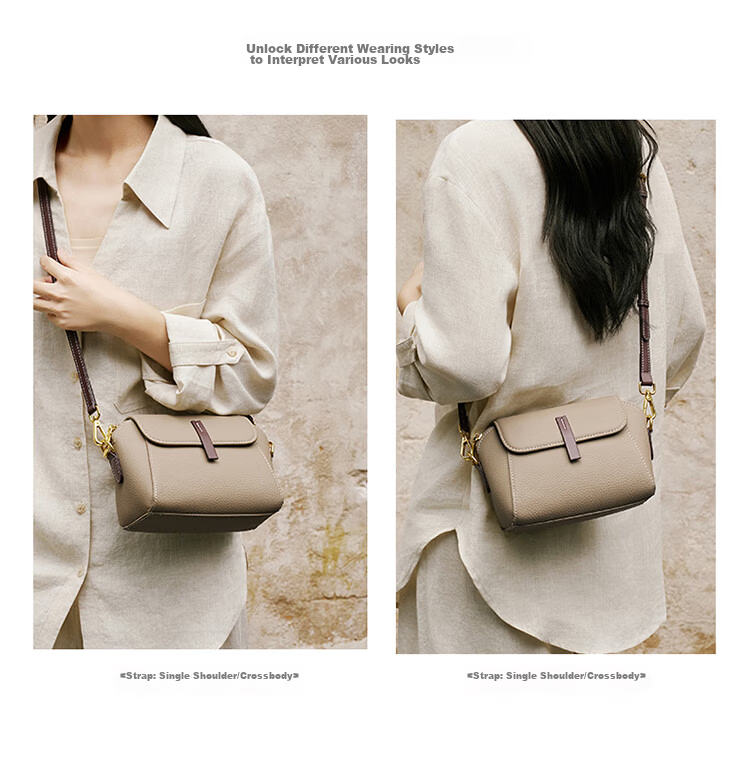Aokang Women's Bag 2026 Trendy Cowhide Small Square Light Luxury Crossbody Shoulder Bag Birthday Gift for Girlfriend Wife 8
