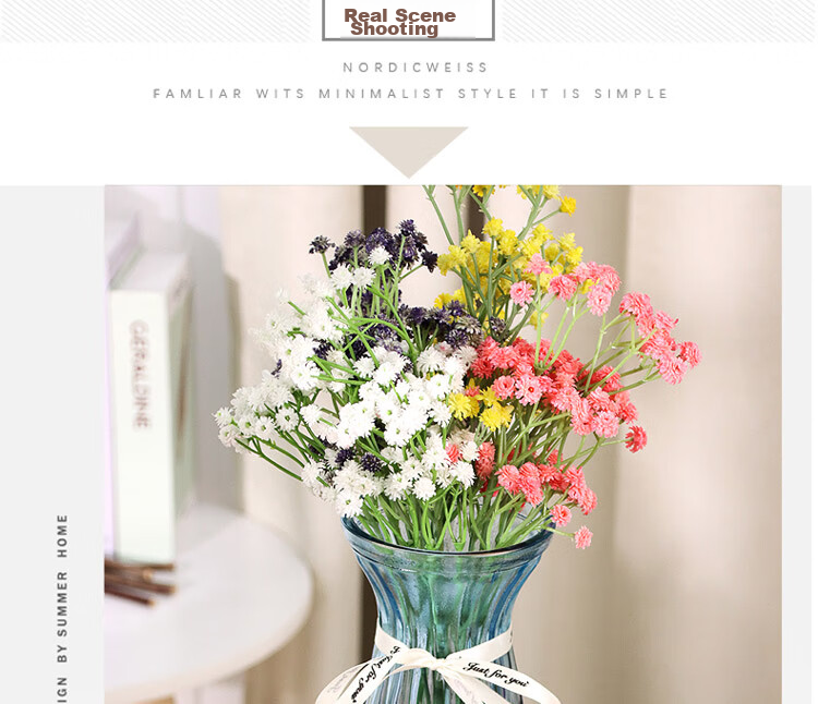 Shengshi Taibao Glass Flower Vase Small Vase for Floral Arrangements Hydroponic Container Red-Grey Gradient 22cm Living Room Decoration 4