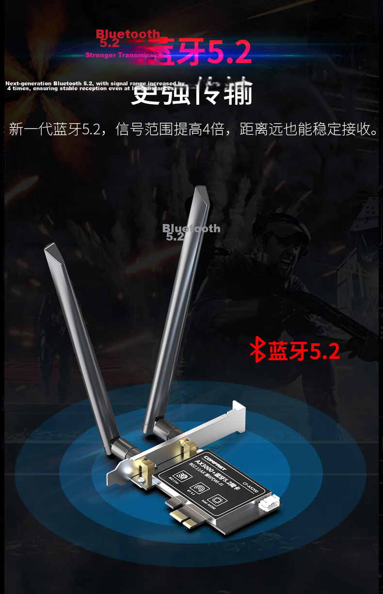 COMFAST AX200 Intel Gaming 3000M Dual-Band 5G Desktop Built-in PCI-E WiFi 6 + Bluetooth 5.2 Wireless Network Card Receiver 11