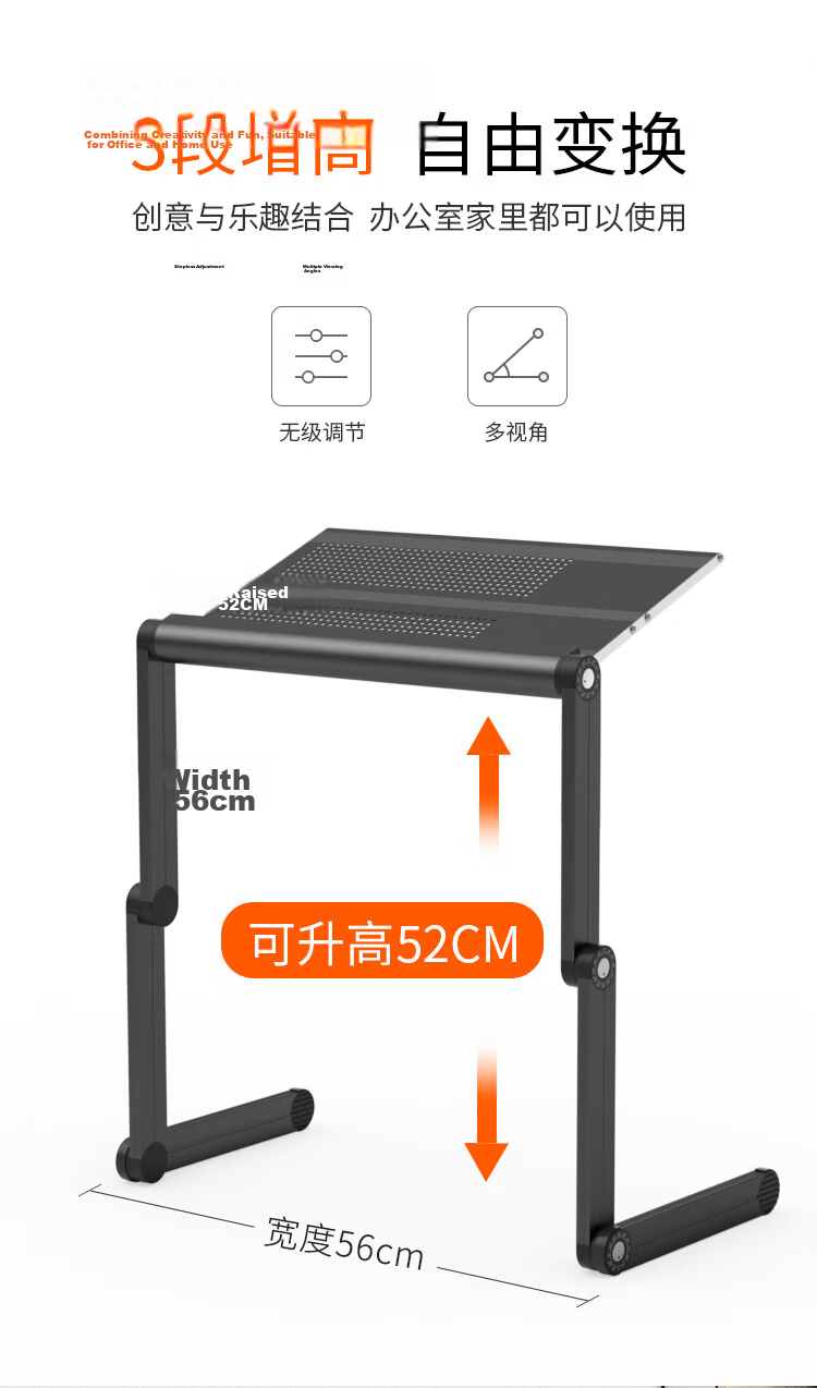 NVV Laptop Stand, Standing Desk with Adjustable Height, Monitor Riser, Bed Computer Desk, Foldable Sofa Lazy Desk, Study Table, Reading Stand NP-11H 2
