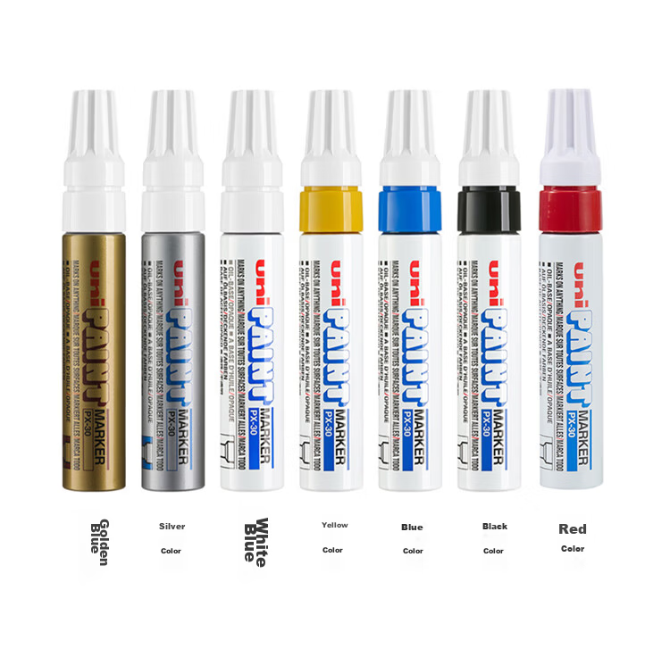 Uni Mitsubishi [Back to School Season] PX-30 Wide Tip Oil-Based Paint Marker Pen, Chisel Tip, Bold Oil Paint Pen (Suitable for Car Touch-Up) 4.0-8.5mm Silver Single Pack 8