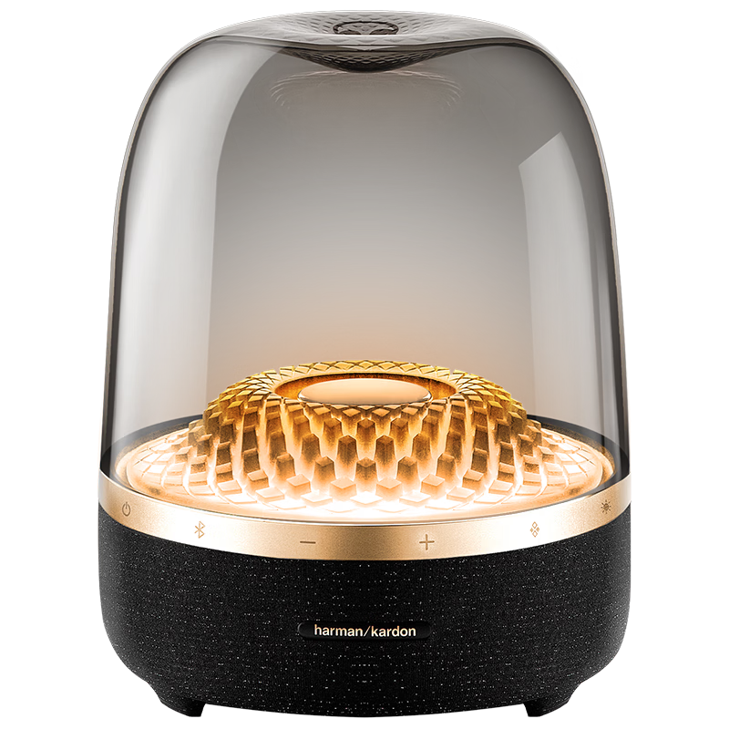 Harman Kardon Music Glass 4th Gen Bluetooth Speaker Home Theater Audio Artistic Home Speaker Glass 4 Black Gold Collector's Edition Back-to-School Gift