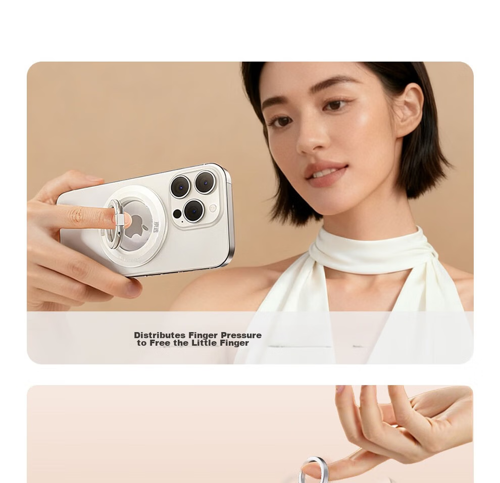 Jingxuan JD Self-Owned Brand Double Ring Magnetic Phone Holder White Double-Sided Ring Buckle MagSafe Back Sticker New Apple 16/17 Tablet Car Desktop Portable Shooting 3