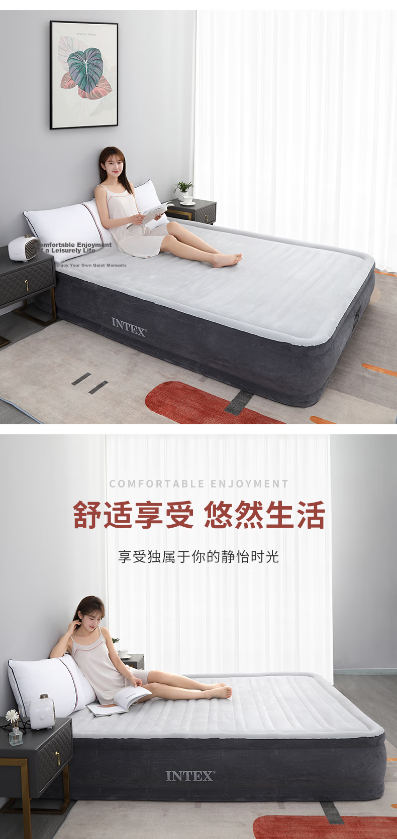 INTEX Built-In Electric Pump Double-Large Automatic Inflatable Bed, Home Air Mattress, Folding Bed, 67770N with 2 Pillows 13