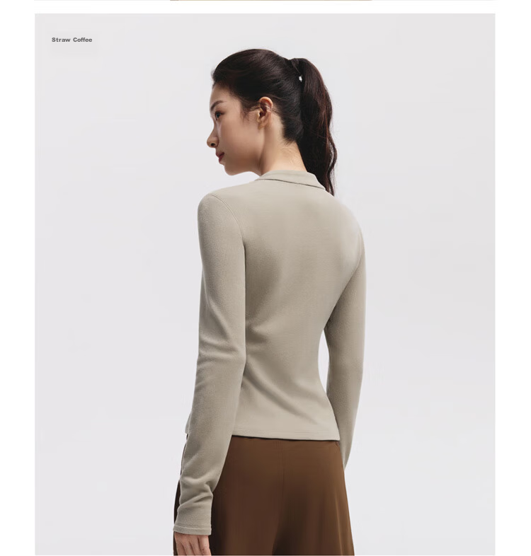 Beneunder Fleece Double Zipper Jacket Women Slim Fit Stretch Long Sleeve Skin-friendly Base Layer PM007 35