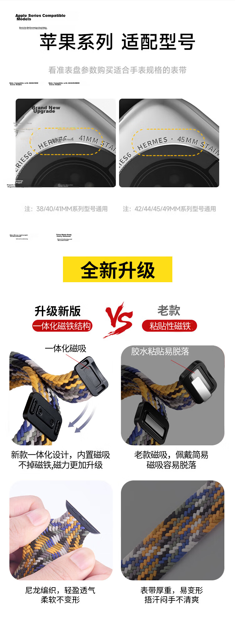 MSSM Compatible Apple Watch Band Nylon Woven Strap for Apple Watch S12/Ultra4/S11/10/9/SE3 [Black Chocolate Color] 38/40/41/42 3