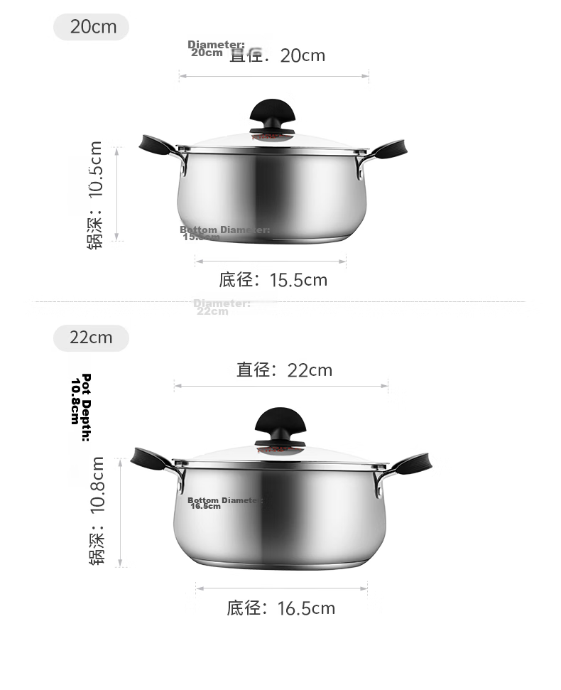 COOKER KING Stainless Steel Thick Soup Pot 316 Non-Coated Small Milk Pot for Noodles, Stewing And Soup Making, 20cm 14