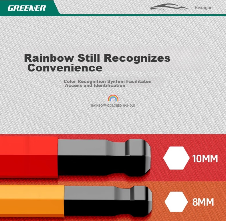 GREENER Hex Key Wrench Set, Hex Screwdriver, Hex Key, Hexagonal Inner Hexagon Rainbow Extended 18
