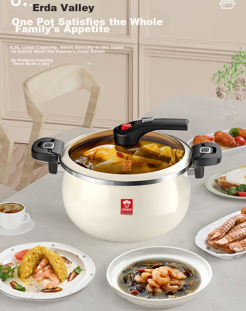 KOBACH Enamel Soup Pot Micro Pressure Enameled Cast Iron Non-Stick Stew Pot Compatible with Induction Cooker and Gas Stove 13
