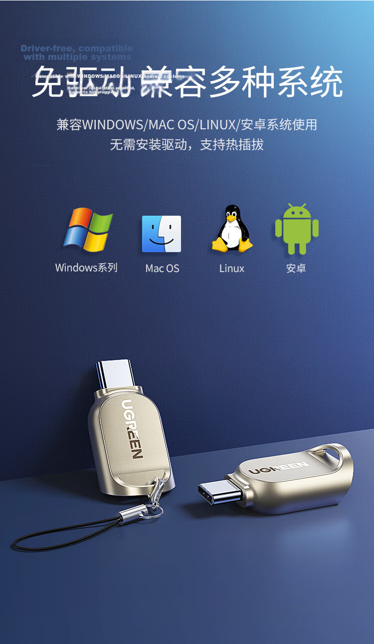 UGREEN Type-C to TF Card Reader USB-C Adapter for Apple iPhone 16/15, Computers, Tablets USB 3.0 High-Speed Micro SD Mini Card Reader Converter 12