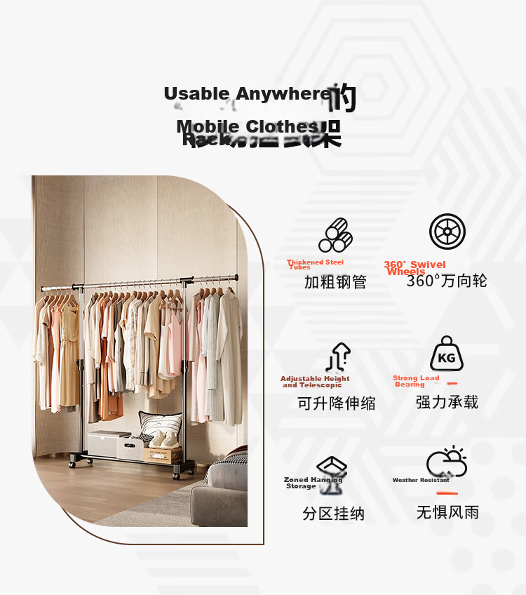 Yicainianhua Clothes Drying Rack, Floor-Standing Clothes Hanger, Storage Shelf, Indoor Clothes Hanger, Balcony Drying Rod, Extendable Quilt And Clothes Drying Rack, 2022 Model 7