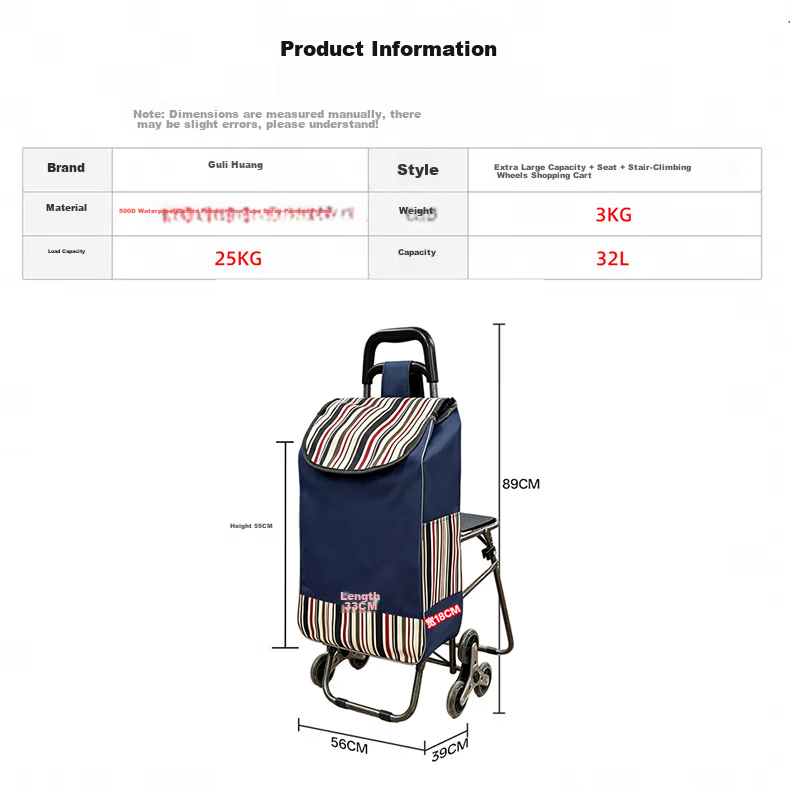 Guli Huang Supermarket Folding Shopping Cart 60L Outdoor Camping Trolley Household Grocery Cart Foldable Pull Rod Cart 9