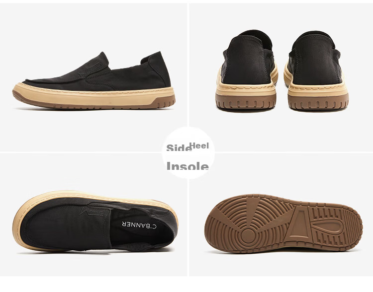 C.BANNER Men's Comfortable Casual Slip-On Canvas Shoes Black Size 43 10