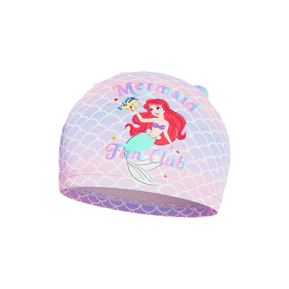 Disney Children's Swim Cap for Boys and Girls Ages 3-12, Extra Large Head Circumference, Comfortable Fabric, Suitable for Long Hair, Model D71974 Light Pink
