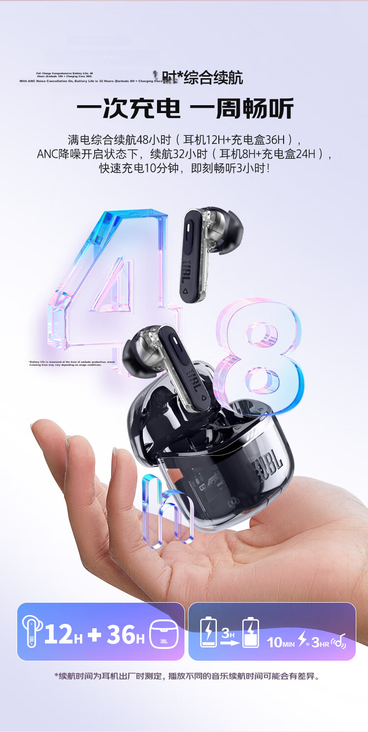 JBL TUNE FLEX2 Active Noise Cancelling True Wireless Bluetooth Earphones, Gaming In-Ear Semi-In Crystal Bean Upgrade, Gift for Men And Women, White 17
