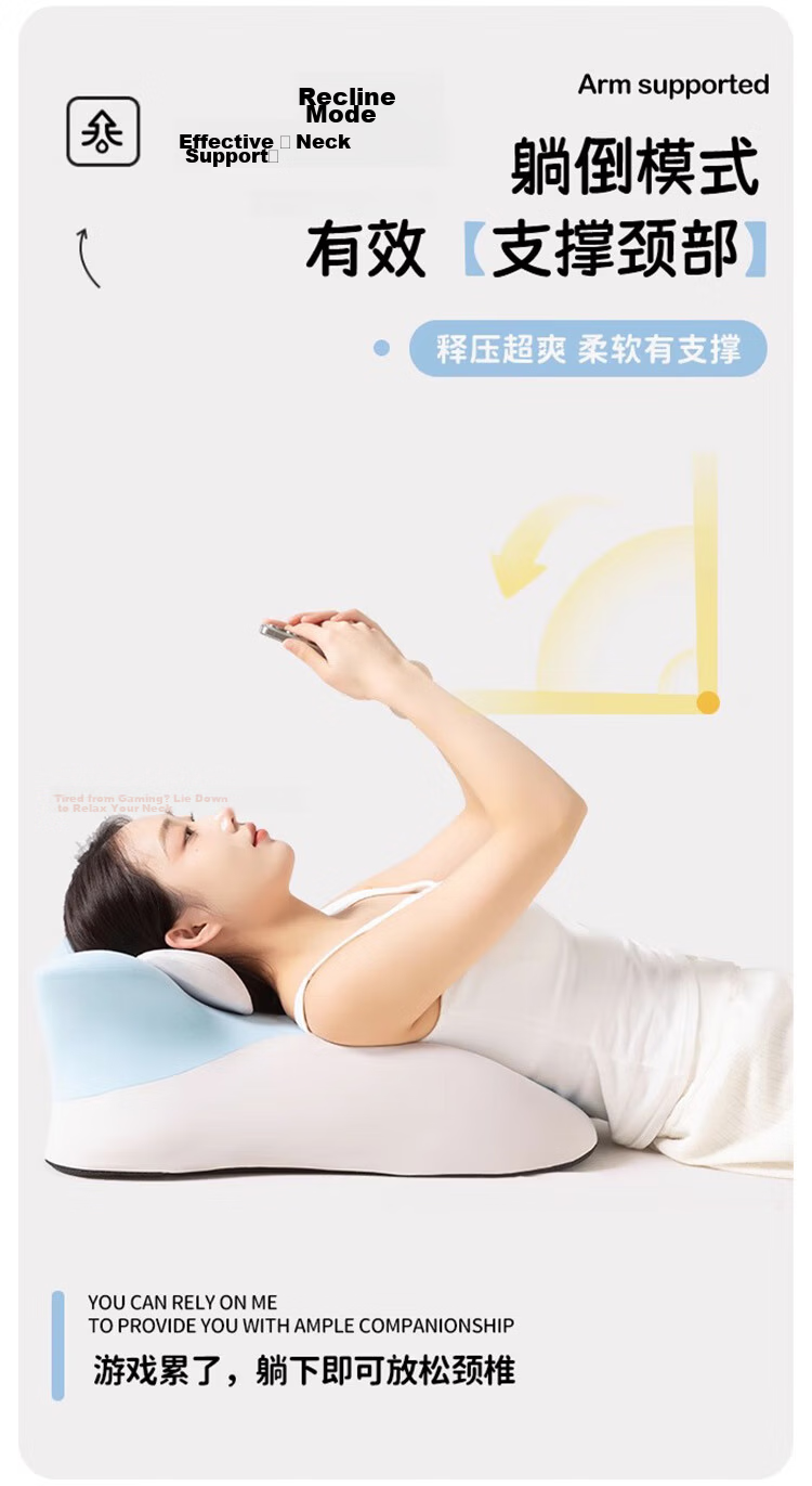 MINISO Multifunctional Memory Foam Pillow Core, Bed Prone Sleeping Pillow, Prone Pillow, Backrest Pillow, Specialized Phone Pillow for Use While Playing Games 14