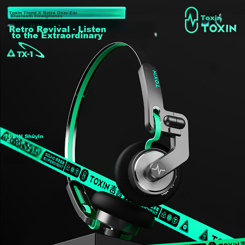Chenfeng Doyin Retro Over-Ear Bluetooth Wireless Sports Gaming Headphones Metal Ins Style Ambient High-Quality Sound Earphones Birthday Gift TX-1 Meteorite Black