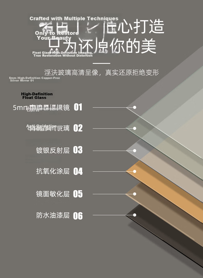 Muhan Yue Bathroom Mirror Wall Sticker No Drilling Makeup Mirror Toilet Vanity Custom Wall-Mounted Aluminum Frame 4