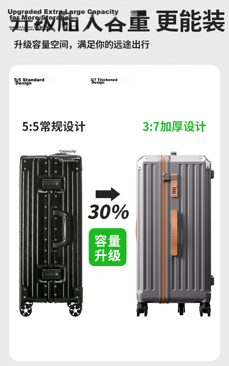 DULA Five-Wheel Large Capacity Suitcase with Cup Holder, Travel Luggage, Charging Trolley Case, Password Lock, Leather Suitcase, Glossy Black, 24 Inches 11