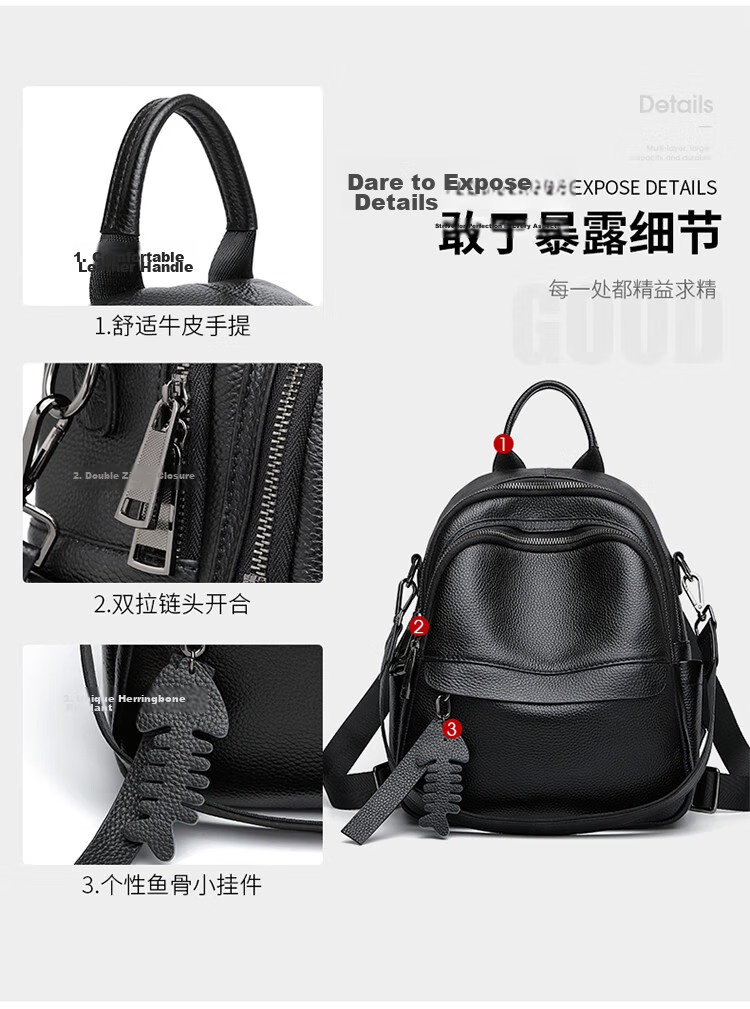 Viney Women's Leather Backpack Fashion Large Capacity Travel School Bag for Middle School Students Birthday Gift for Girlfriend 7