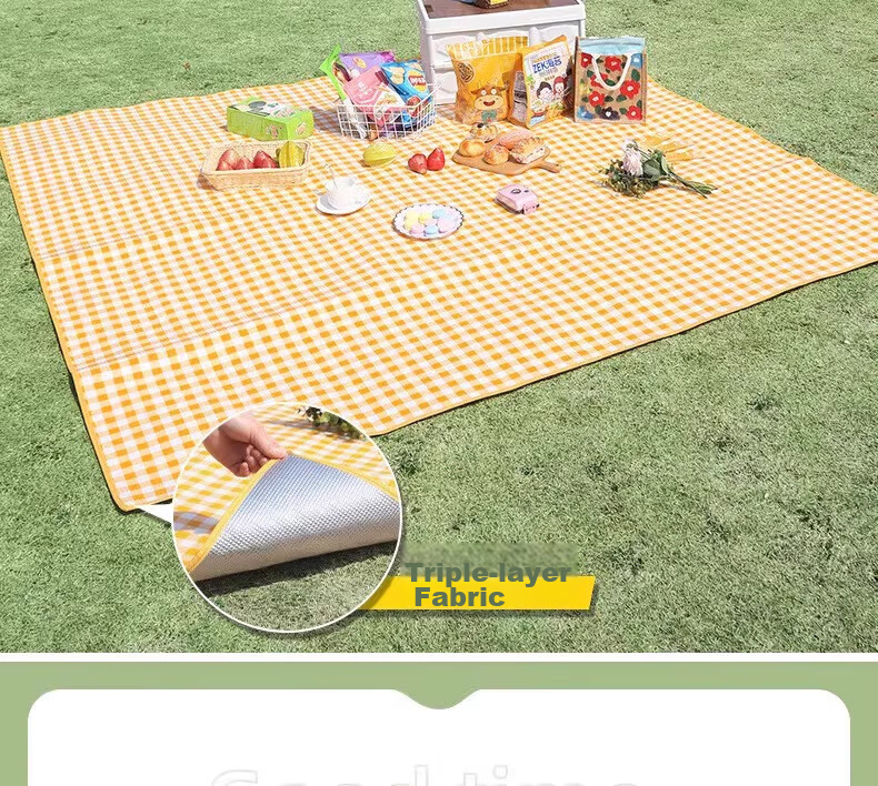 Letide Picnic Mat Aluminum Foil Thickened Camping Mat Moisture-Proof Ground Mat Outdoor Picnic Blanket Lawn Mat Tent Mat 2
