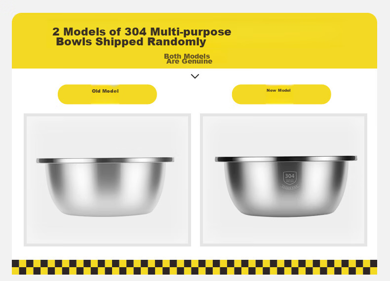 Chuida Huang 304 Stainless Steel Bowl and Sieve 5-Piece Set Thickened Vegetable Washing Bowl, Dough Mixing Bowl, Seasoning Marinating Bowl, Rice Sieve Combo 2