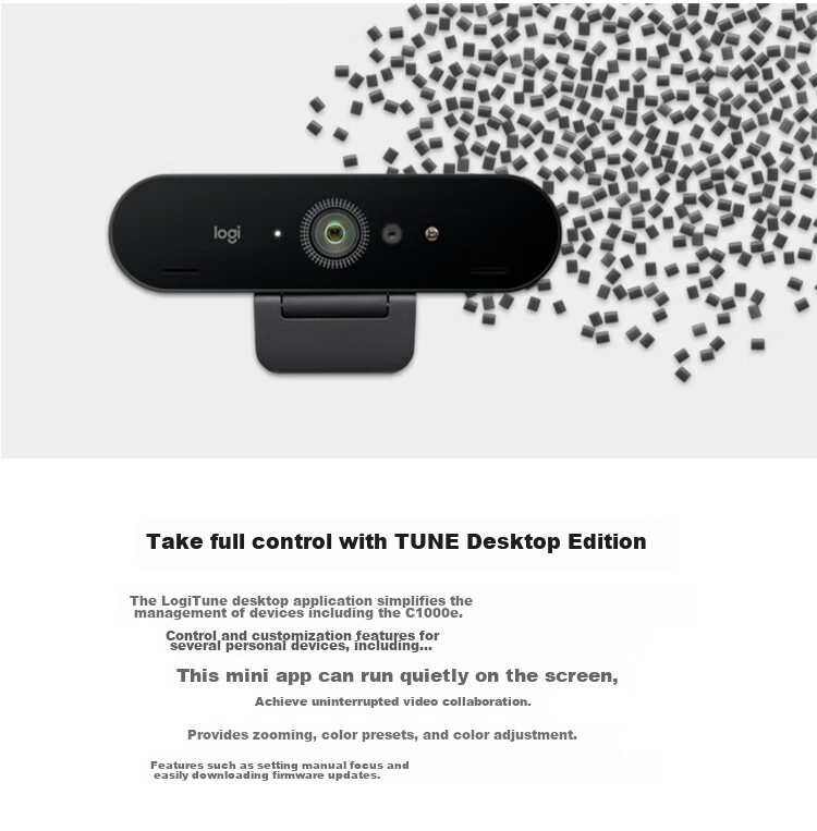 Logitech Brio 4K C1000e New Upgrade 4K RightLight Adaptive Lighting Streaming Webcam 90-Degree Wide Angle PC Video Camera 7