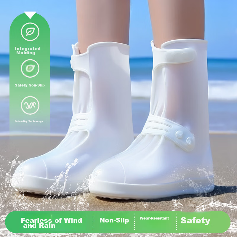 Guisa Waterproof Shoe Covers Unisex Rain Slip-Resistant Thickened Durable Portable Lightweight Rain Boot Covers YXT1002-1 Size 40-42