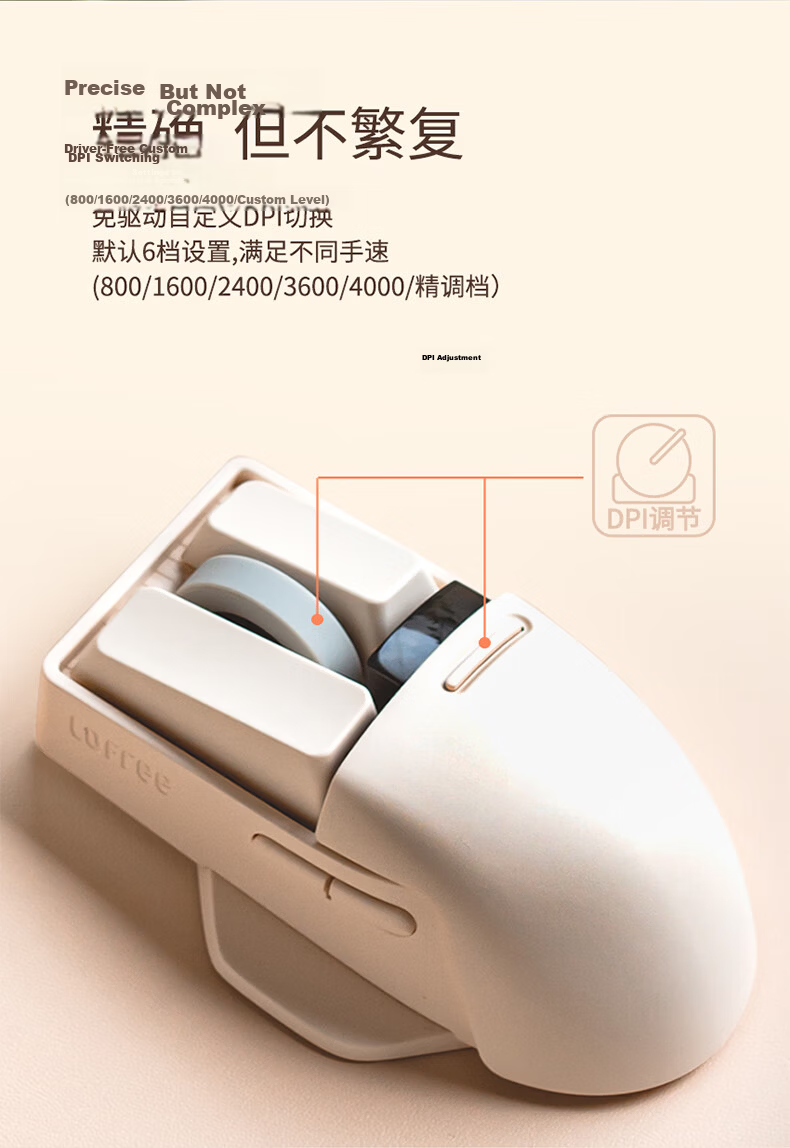 LOFREE Small Tilt Wireless Tri-Mode PBT Office Mouse OLED Display DPI Portable for Home and Office 8