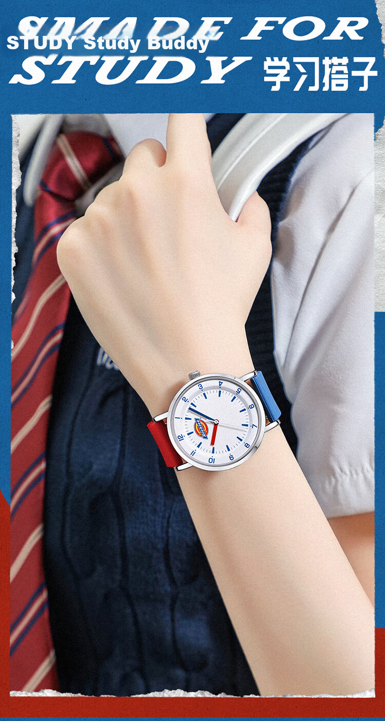 Dickies Student Watch with Calendar, Luminous, for Teenagers And High School Students, Analog Silent Exam Watch, Boys' Model CL-750 White 3